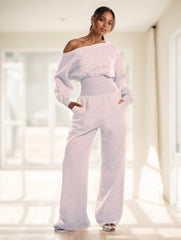 Shoulder Jogger Wide Leg Jumpsuit Cinched