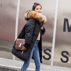 Mid-length Large Fur Collar Down Coat Plus Size Korean Student Loose Padded Padded Jacket Women