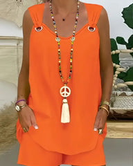 Fashion Casual Women's Solid Color Short Sleeve Suit