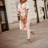 Women's Clothing Fashion Tailored Collar Fit Slim-fit Commute Jumpsuit