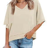 Casual Dignified Sense Of Design Solid Color Short Sleeve