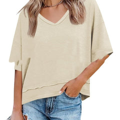 Casual Dignified Sense Of Design Solid Color Short Sleeve