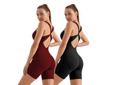 V-neck Skinny Jumpsuit With Crossover Beautiful Back Running With Chest Pad