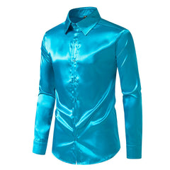 Men's Satin Solid Color Glossy Shirt