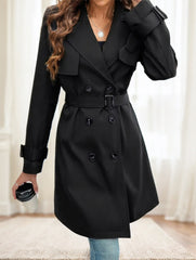 Elegant Belted Trench Coat For Women