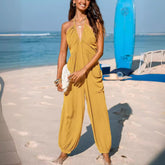 Back Lace-up Wide Leg Beam Foot Length Jumpsuit