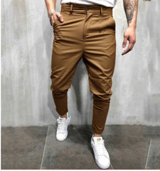 Men's Solid Color Slim Woven Leisure Trousers