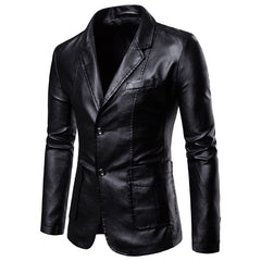 Men's Slim Lapel All-match PU Small Suit Men's Lapel Leather Suit Leather Jacket