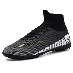 Men Soccer Shoes High Ankle Football Boots Cleats Grass Training