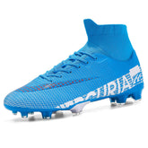 Men Soccer Shoes High Ankle Football Boots Cleats Grass Training