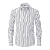 Men's Striped All-matching Ice Silk Long Sleeve Shirt