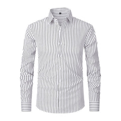Men's Striped All-matching Ice Silk Long Sleeve Shirt