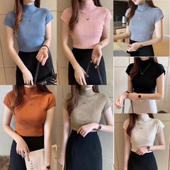 Women's Short-sleeved Sweater Inner Tight Sweater