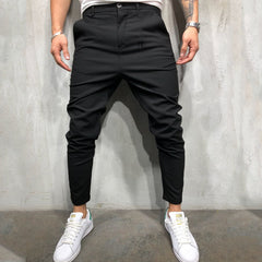 Men's Solid Color Slim Woven Leisure Trousers
