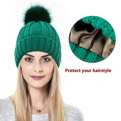 Woolen Cap Knitted Protection Hairstyle Silky Stretch Satin Knitted Hat