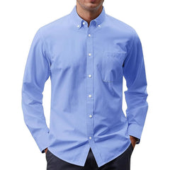 Solid Color Oxford Long Sleeve Button Shirt