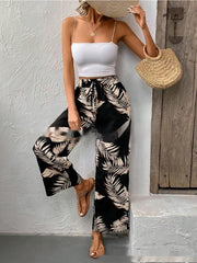 New Women's Trousers Elastic Waistband Straight High Waist