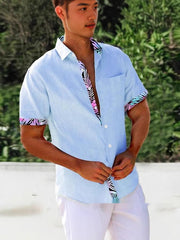 Men's Beach Striped 3d Sleeve Casual Loose Shirt