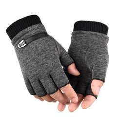 Half-finger gloves for men and women without velvet in autumn and winter