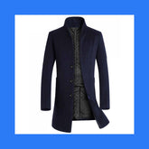 Men's mid-length slim coat woolen coat trench coat jacket