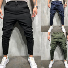 Men's Solid Color Slim Woven Leisure Trousers