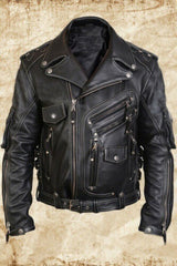 LJ06- Men's cycling leather jacket