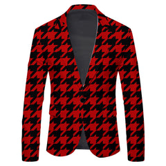 Men's Single Row One Button Polka Dot Printing Casual Suit Jacket