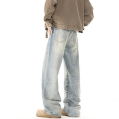 Men's Retro Light Blue Straight Casual Jeans