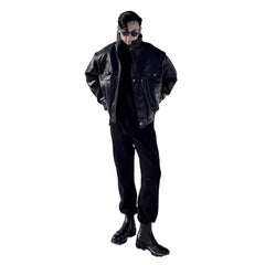 Jacket Leather Coat Autumn And Winter Men's Coat Trendy Handsome Fleece Thickened Pilot Motorcycle Plus Size