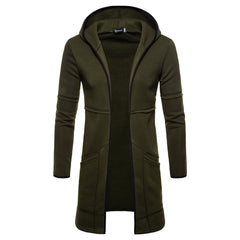 Men's Sweater New Mid-Length Large Pocket Hooded Cardigan For Men