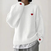 Love Embroidered Crew Neck Sweater Pullover Sweater