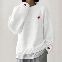Love Embroidered Crew Neck Sweater Pullover Sweater