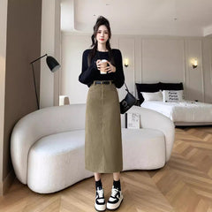 Skirt Retro High Waist A- Line Sheath Straight Skirt