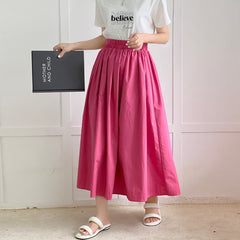 Skirt Pure Cotton Flared Pleated Swing