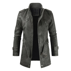 Men's Mid-Length Casual Fashion PU Leather Jacket