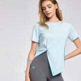 New Yoga Wear Short Sleeve Split Breathable Exercise Top