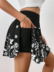 Pocket Minimalist Flower Printed Shorts With Pockets Shorts Inside Out Back To School Outfits