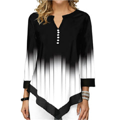 Long Sleeve V-Neck Loose Shirt Women's T-Shirt