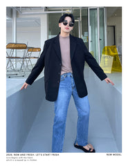 Net Red All-match High Street Raw-edge Wide-leg Pants Couple Pants