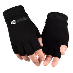 Half-finger gloves for men and women without velvet in autumn and winter