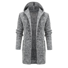 Coat Cardigan Hooded Long Sweater With Horn Buttons