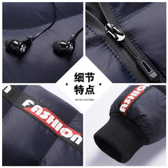 Autumn and winter men's Korean style hooded padded coat