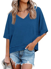 Casual Dignified Sense Of Design Solid Color Short Sleeve