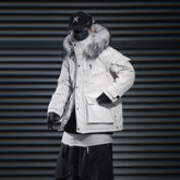 Mechanical Style Big Fur Collar Hooded Casual With Big Pockets Cotton-padded Jacket