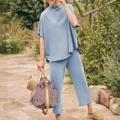 Casual Dolman Sleeve Pullover Wide Leg Pants Suit