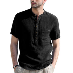Men's Fashion Casual Solid Color Short-sleeved Shirt