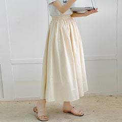 Skirt Pure Cotton Flared Pleated Swing