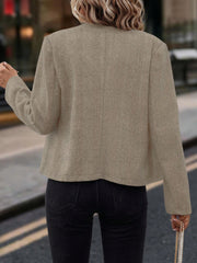Spring And Autumn Leisure, Commuting Outfit, Herringbone Coat, Round Neck Long Sleeve Fitted Jacket, Double-breasted Metal Buttons.