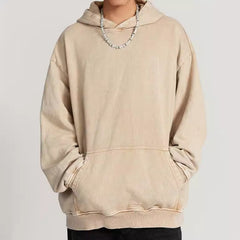 Thickened Washed Old Gradient Solid Color Batik Hooded Sweater For Men