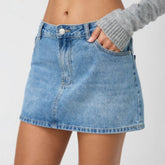 Slim Casual Stretch Washed Denim Skirt Women